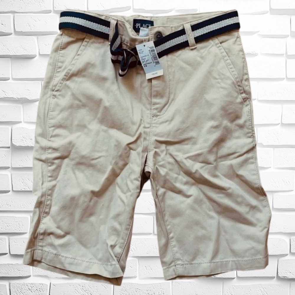 Children’s Place Size 10 Boy's Belted Chino Shorts • Zipper & Button Closure NWT